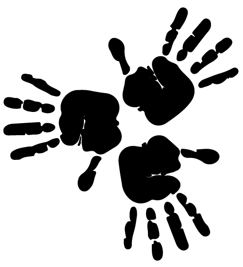 My Third Hand logo: three stylized black hands reaching toward each other
