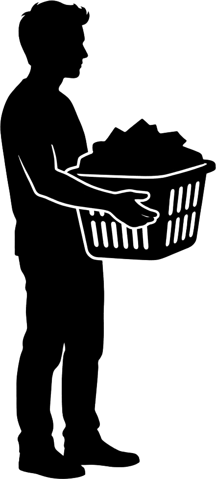 Black silhouette of a person cooking at a home stove