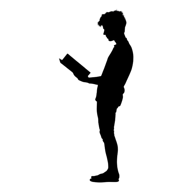 Person reading while walking