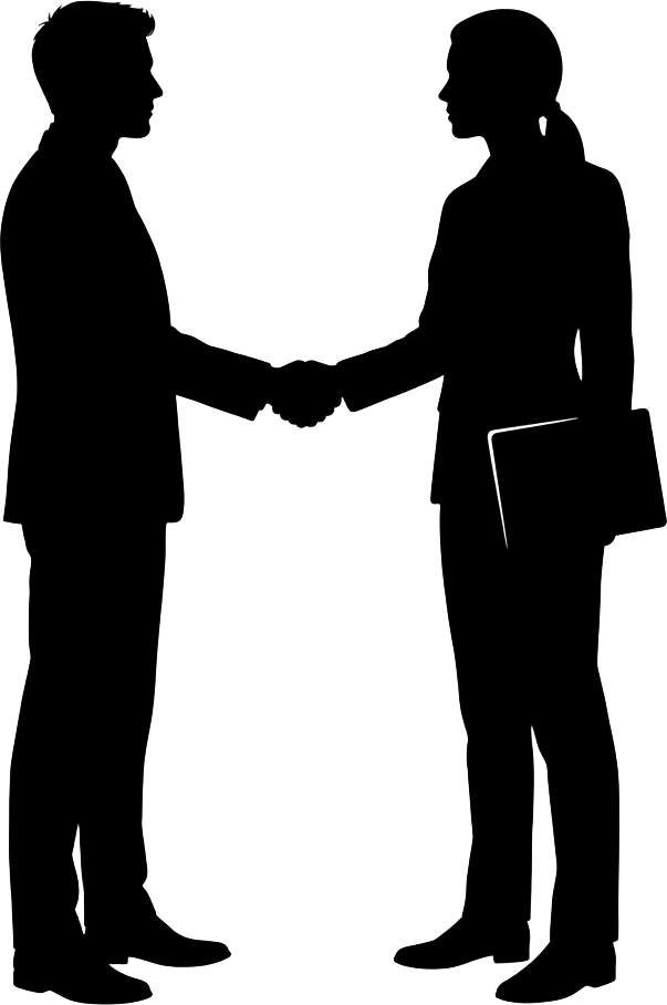 Black silhouette of a person walking with a briefcase